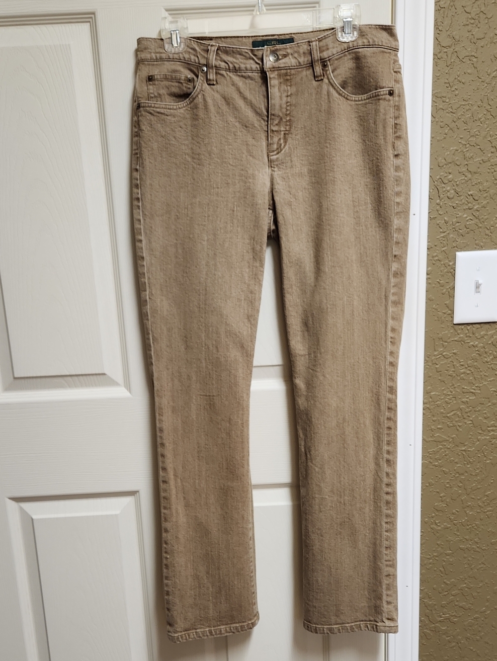 Ralph Lauren Women's Mid-Rise Tan Straight-Leg Jeans